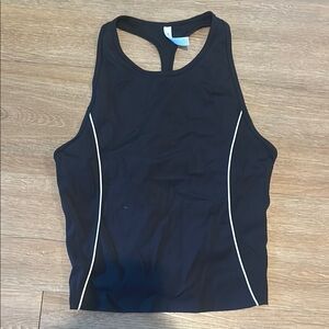 Black Athletic Tank Top with White Accents